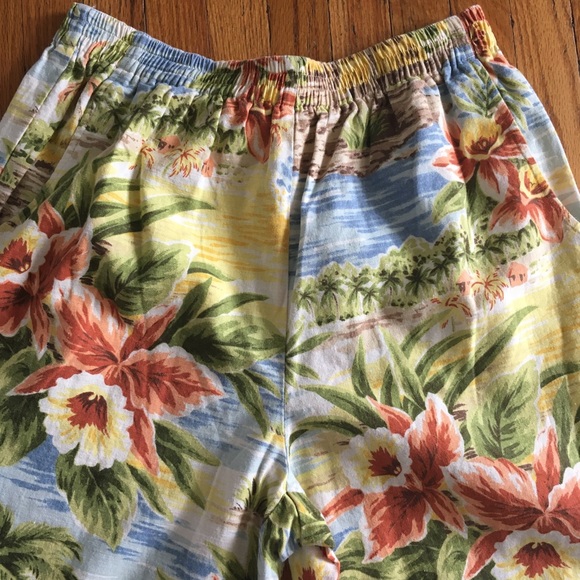 Vintage Jones New York Linen Cotton Hawaiian Print Pants - Picture 2 of 8